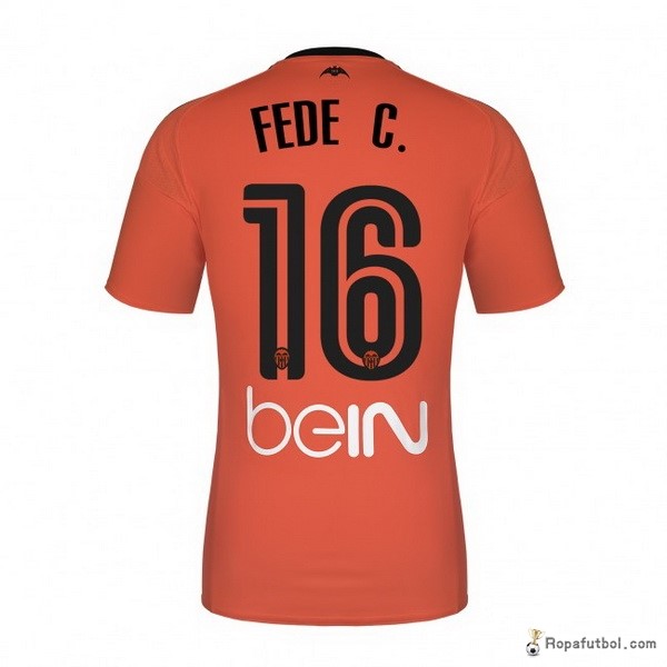 Camiseta Valencia Replica Tercera Ropa Fede C 2016/17 Naranja